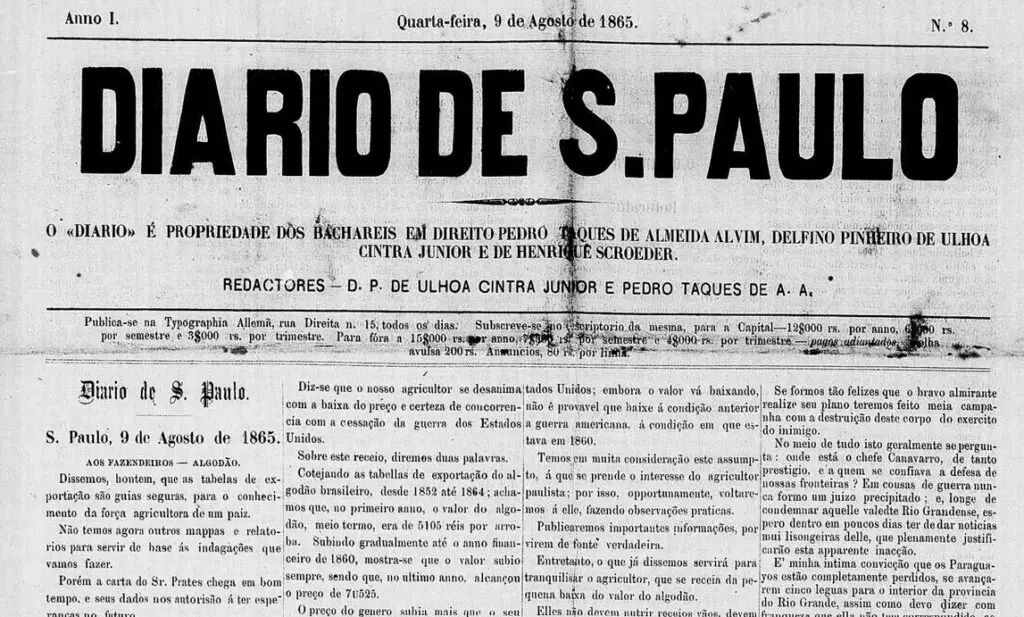 Diário de S. Paulo de 9 de agosto de 1865